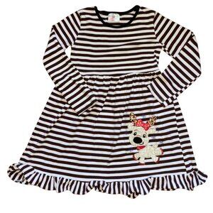 Ruffle Girl Striped Reindeer Dress-Size 7/8-GUC